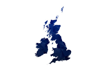 Fototapeta premium United Kingdom Map - Polygon Style Vector Illustration in Dark Blue Gradient, Low Poly Geometric Design, Isolated on White Background for Infographics and Education.