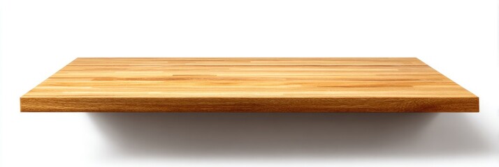 Simple wooden plank shelf with a subtle shadow