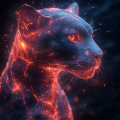 Futuristic glowing cosmic panther high resolution picture