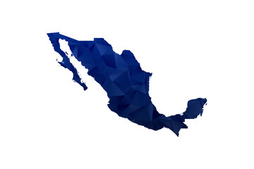 Fototapeta premium Mexico Map - Polygon Style Vector Illustration in Dark Blue Gradient, Low Poly Geometric Design, Isolated on White Background for Infographics and Education.