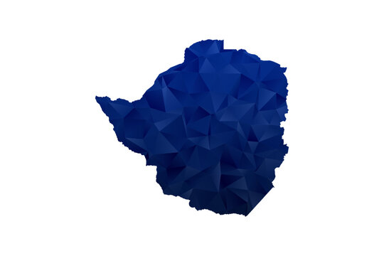 Zimbabwe Map - Polygon Style Vector Illustration in Dark Blue Gradient, Low Poly Geometric Design, Isolated on White Background for Infographics and Education.