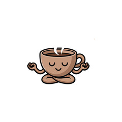 Obraz premium A whimsical illustration of a coffee cup practicing peaceful meditation