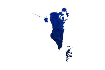 Obraz premium Bahrain Map - Polygon Style Vector Illustration in Dark Blue Gradient, Low Poly Geometric Design, Isolated on White Background for Infographics and Education.