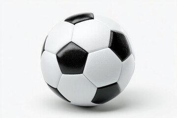 Naklejka premium A classic black and white soccer ball resting on a seamless white background