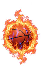 Fototapeta premium Blazing basketball on fire with intense flames isolated on transparent background