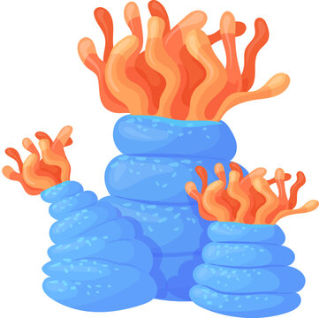 Actinia cartoon icon. Ocean bottom wild fauna