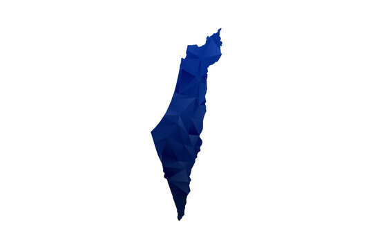 Palestine Map - Polygon Style Vector Illustration in Dark Blue Gradient, Low Poly Geometric Design, Isolated on White Background for Infographics and Education.