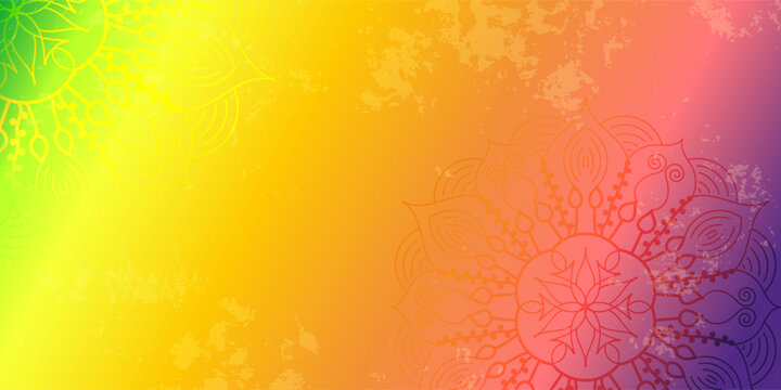 Dreamy gradient wallpaper with mandala pattern and grunge effect. Background for yoga and meditation design