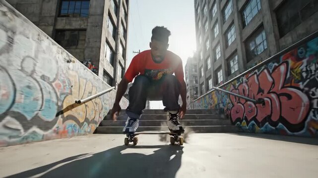 Aggressive Inline Skating Tricks in Urban Environment Video.
