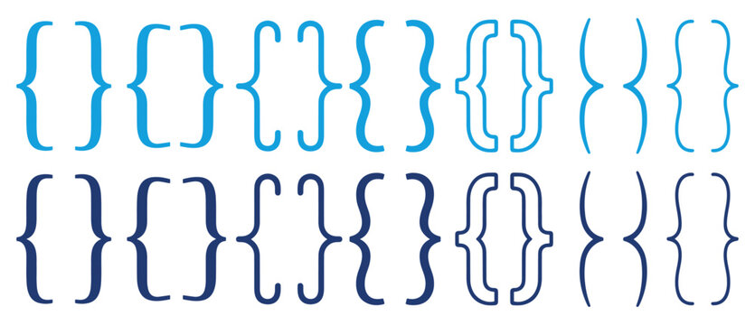 bracket typography symbol icon set