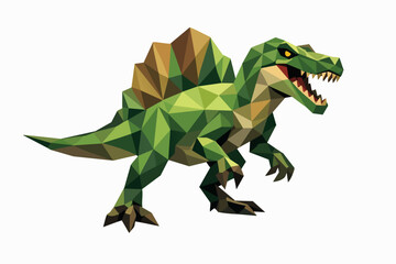 Fototapeta premium Low poly spinosaurus depicting a geometric prehistoric dinosaur predator