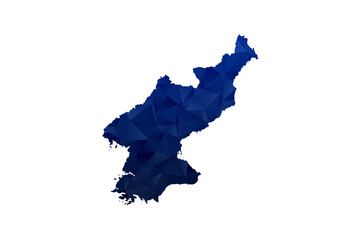 Fototapeta premium North Korea Map - Polygon Style Vector Illustration in Dark Blue Gradient, Low Poly Geometric Design, Isolated on White Background for Infographics and Education.