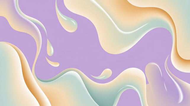 Abstract fluid design with soft pastel purple and cream gradient waves pattern