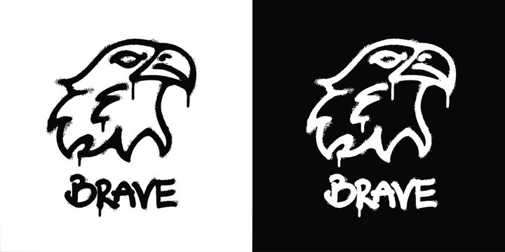 Graffiti brave eagle logo vector design