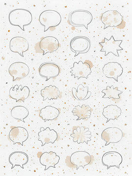Set of empty speech bubbles line icons on white background.