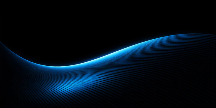 Abstract blue background featuring glowing lines and digital motion waves that create a dynamic energy beam across a dark textured backdrop art design