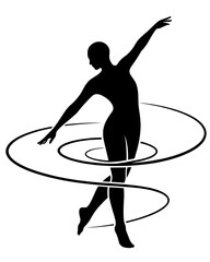 Minimalist Silhouette of Person in Dynamic Spiral Twist Motion for Tension Release and Energy Flow

