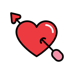 Red Heart Pierced by Cupid's Arrow Icon
