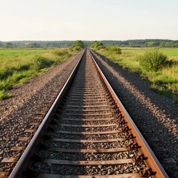 Railway tracks stretching into distance
