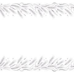 Obraz premium Delicate wheat stalks and seeds form a symmetrical border design