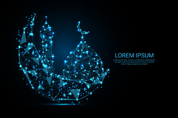 A glowing digital illustration of a mosque dome with a crescent moon  © shanto82s