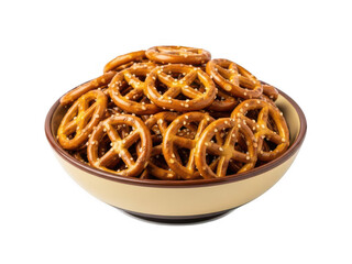 Pretzels in bowl isolated on transparent background
