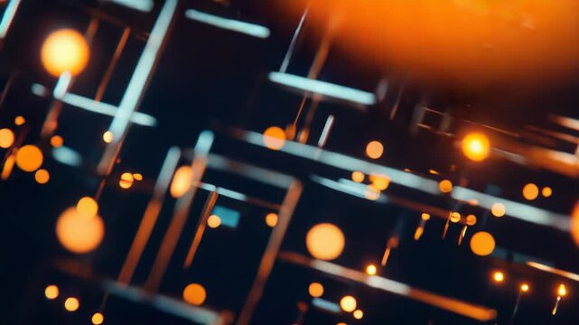 Abstract metallic network of glowing spheres and interlinked lines symbolizing data flow, digital communication, ai driven networks and modern internet infrastructure