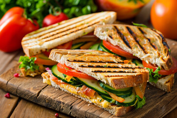 panini sandwich vegetable produce lunch