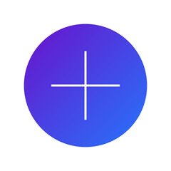 Fototapeta premium Modern blue circle icon with white plus sign