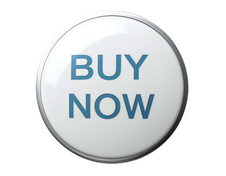 Glossy white circular button with blue "BUY NOW" text