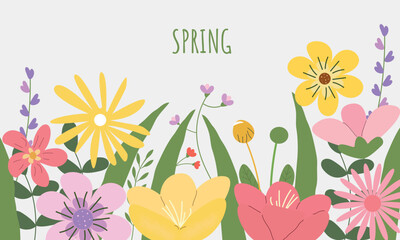 Spring background. Springtime season card for web design. Vector illustration