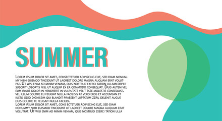 Summer typography background with wavy organic shapes and text placeholder for seasonal marketing campaigns and website banners