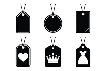 Retail Tags and Labels Silhouettes Collection Vector