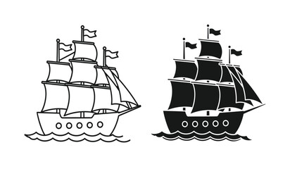 Two sailing ships with multiple sails and flags © ARSM D