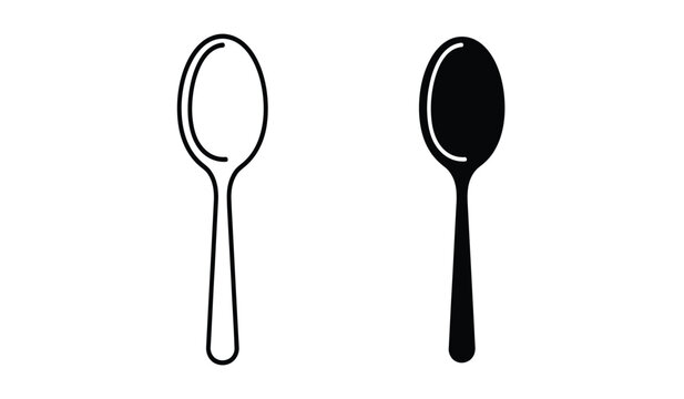 Vector illustration of two spoons in black and white on a pure