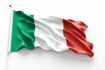 Italian flag on the isolated flagpole