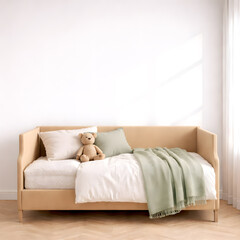 Kids Bedroom Interior Mockups with Blank White Wall