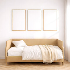 Kids Bedroom Frame Mockups on Neutral Wall Above Bed