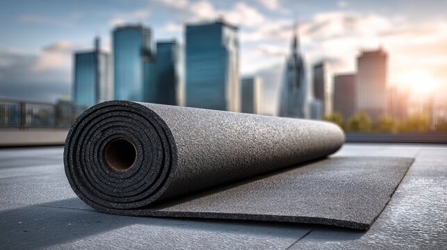 Modern Urban Rolled Material Roofing Protection Waterproofing Membrane with Cityscape