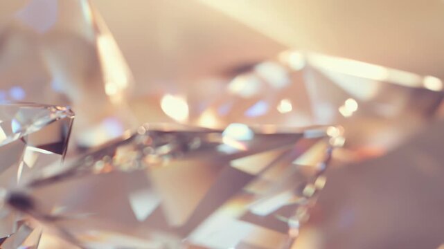 Sparkling gems reflecting light with vibrant refractions, symbolizing luxury, preciousness, and the essence of valuable jewelry, creating an abstract background
