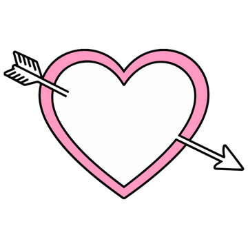 Heart with arrow vector illustration isolated on white background, romantic love symbol, valentine concept.