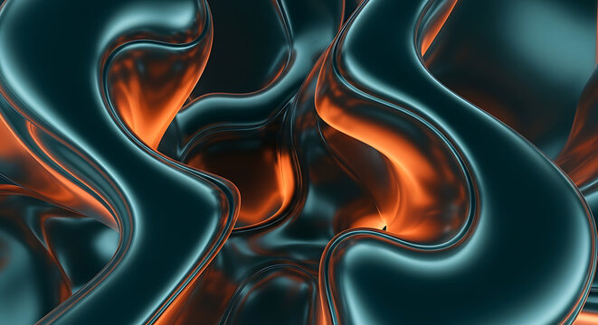 A mesmerizing abstract art piece featuring intricate black and orange patterns