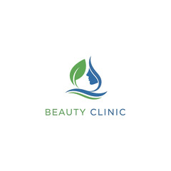 Obraz premium Serene Beauty Clinic Logo Featuring a Woman's Face and Leaf Elements