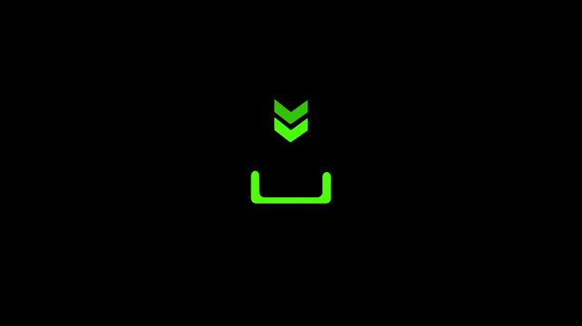 Animation Arrow Down Symbols on Black Background. Animated arrow from top to bottom on black background. Arrow motion business down arrow icon animation 4k video