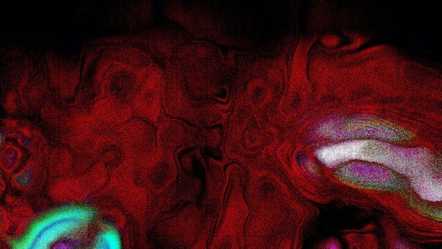 Abstract liquid marble background with intense red chromatic noise and digital grain for experimental music art and dark psychedelic visuals