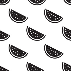Seamless watermelon slices pattern, summer fruit vector