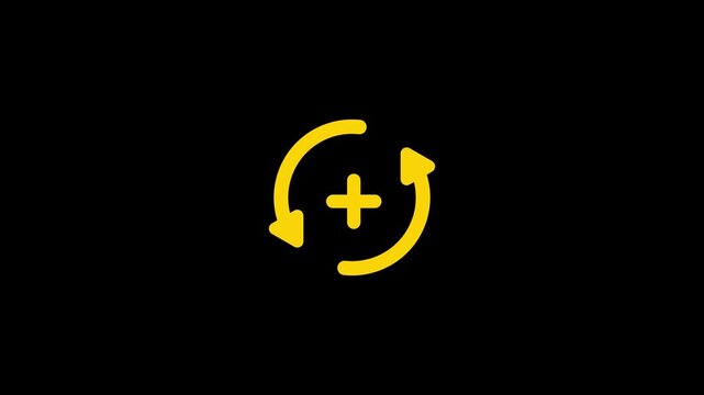 Yellow arrows and plus sign on black background