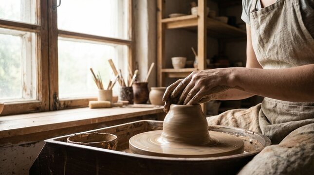 Small business pottery workshop, handmade ceramic craft