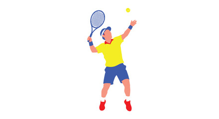 Fototapeta premium A stylized illustration of a tennis player serving a bright green ball