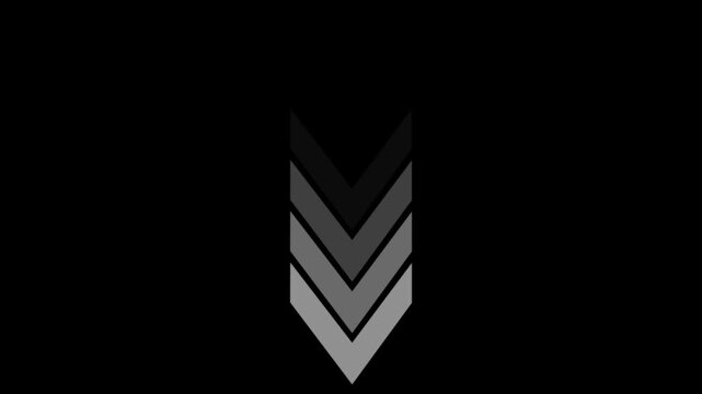 Line directional Down arrow animation video. signal icon. Moving arrow pointing arrow Down. Down direction arrow icon on black background